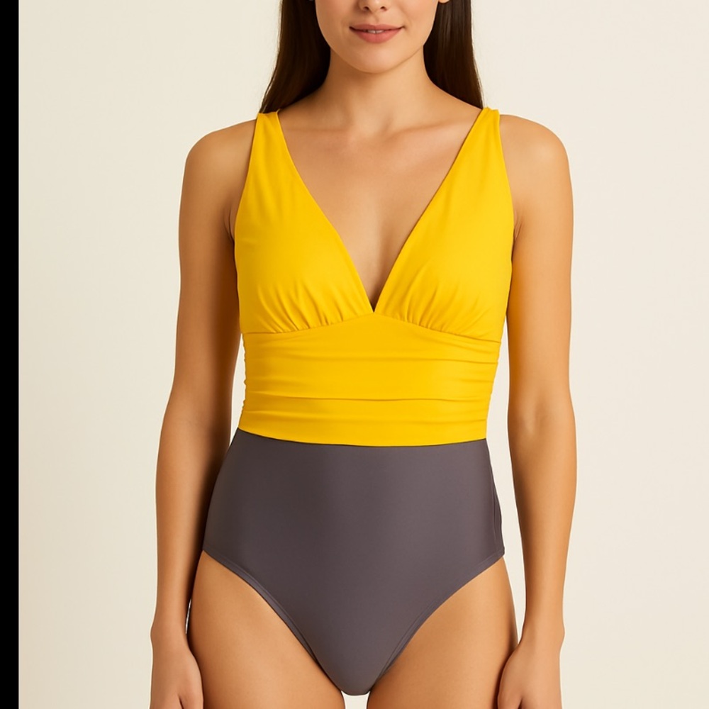 Miraclesuit One Piece in Sunny Yellow and Charcoal